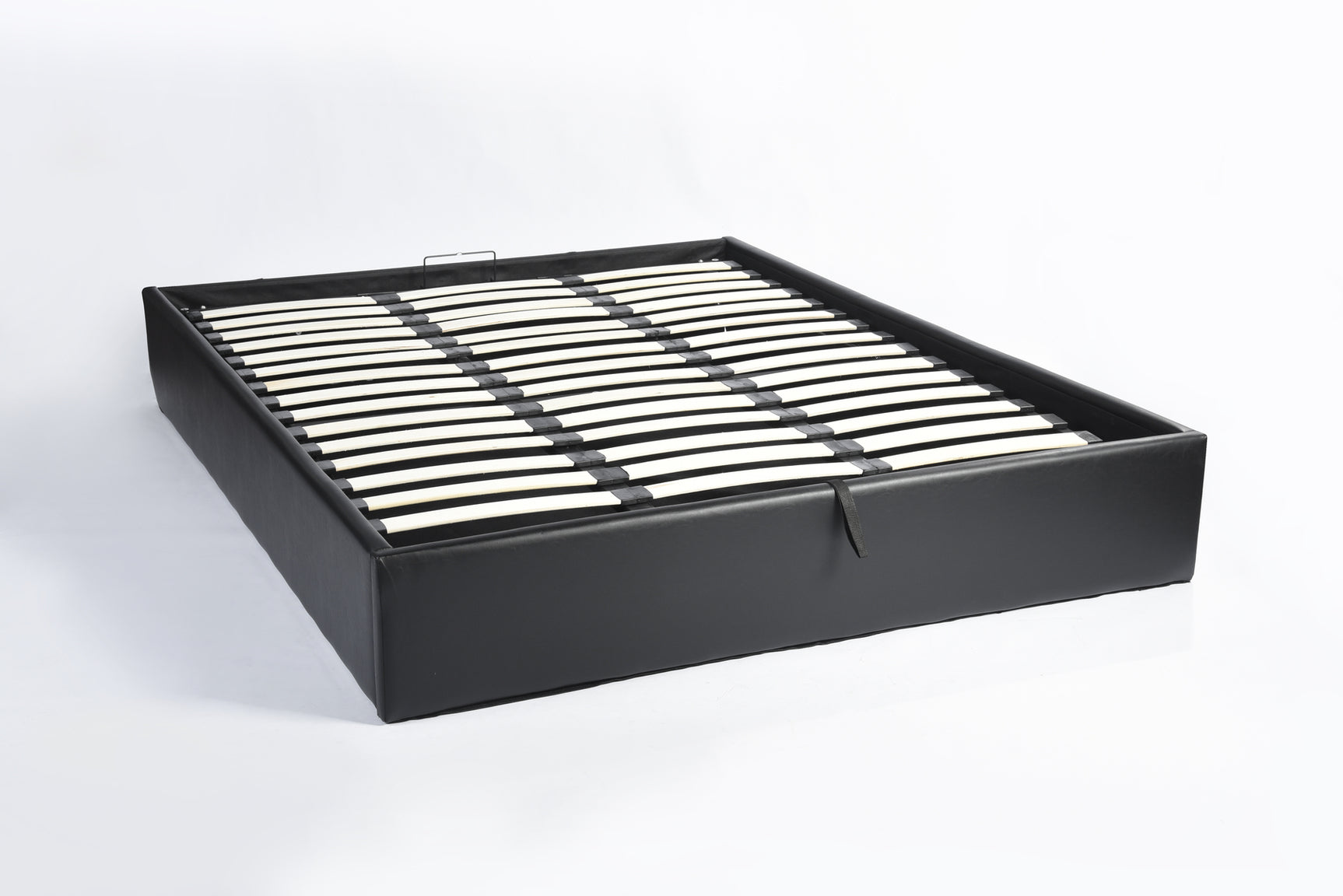 Scandinavian storage bed 160x200cm in black imitation leather with slatted base - MAJESTY 160 BK