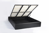 Scandinavian storage bed 160x200cm in black imitation leather with slatted base - MAJESTY 160 BK