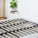 2-seater storage bed (160x200) with Scandinavian-style slatted base in white imitation leather - MAJESTY 160 WH