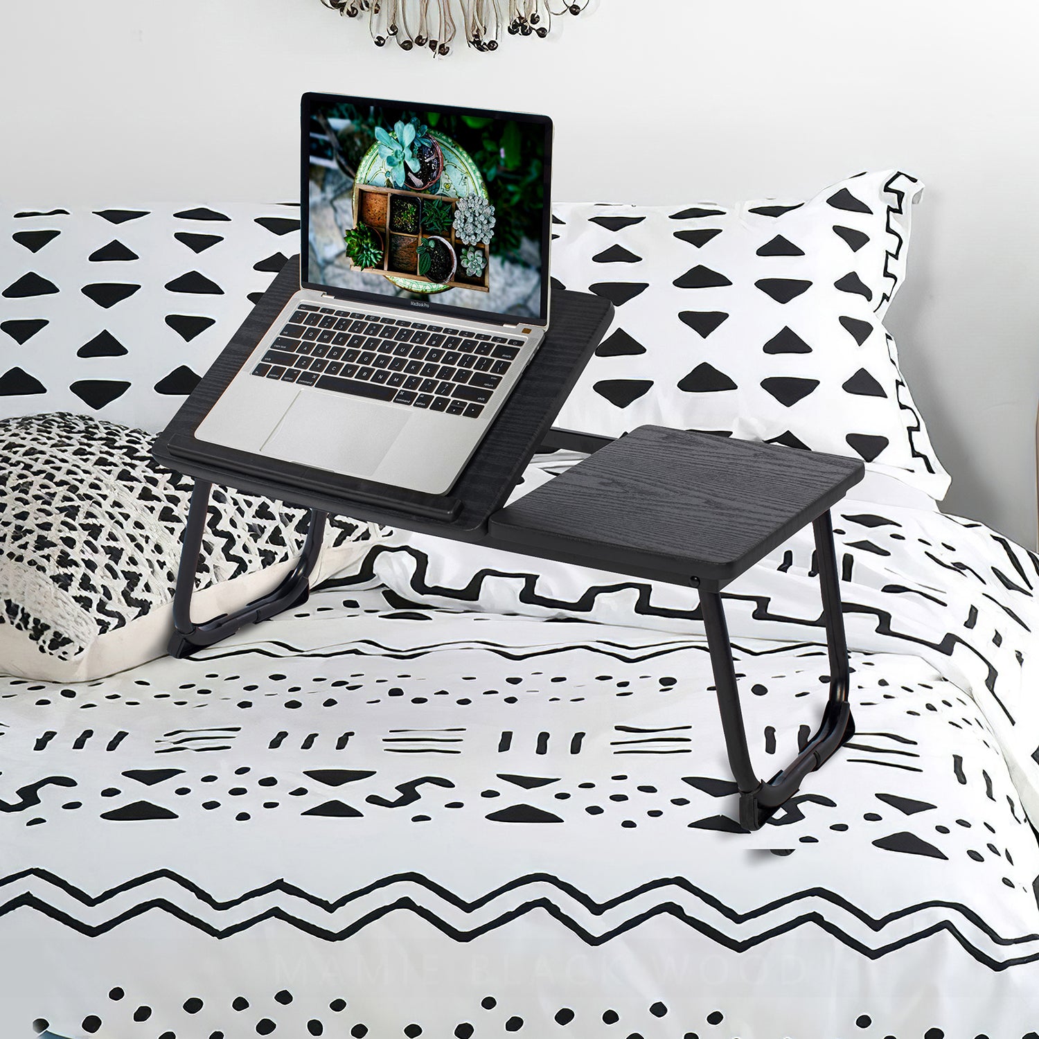 Table de lit/Support ordinateur pc avec pieds - MAMIE BLACK WOOD