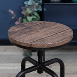 Juego de 2 taburetes de bar industriales con patas de metal, asiento de madera giratorio 360°, altura regulable con reposapiés - ANACLETUS WALNUT