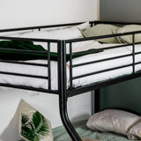 3-seater and 2-story bunk bed in black metal with ladder 140x190cm and 90x190cm (mattress not included) - JAZZ