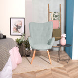 Fauteuil scandinave avec accoudoirs en tissu vert d'eau capitonné - KAS