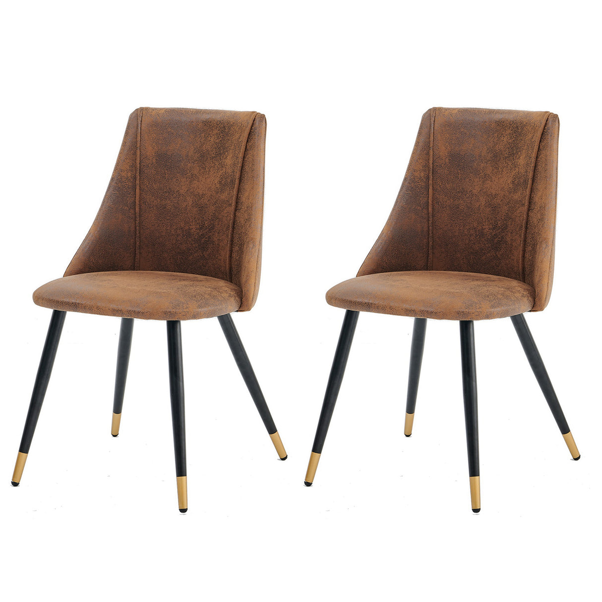 Lot de 2 chaises de salle à manger en suédine, pieds en métal noir et doré, SMEG SUEDE BROWN BG