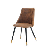 Lot de 2 chaises de salle à manger en suédine, pieds en métal noir et doré, SMEG SUEDE BROWN BG