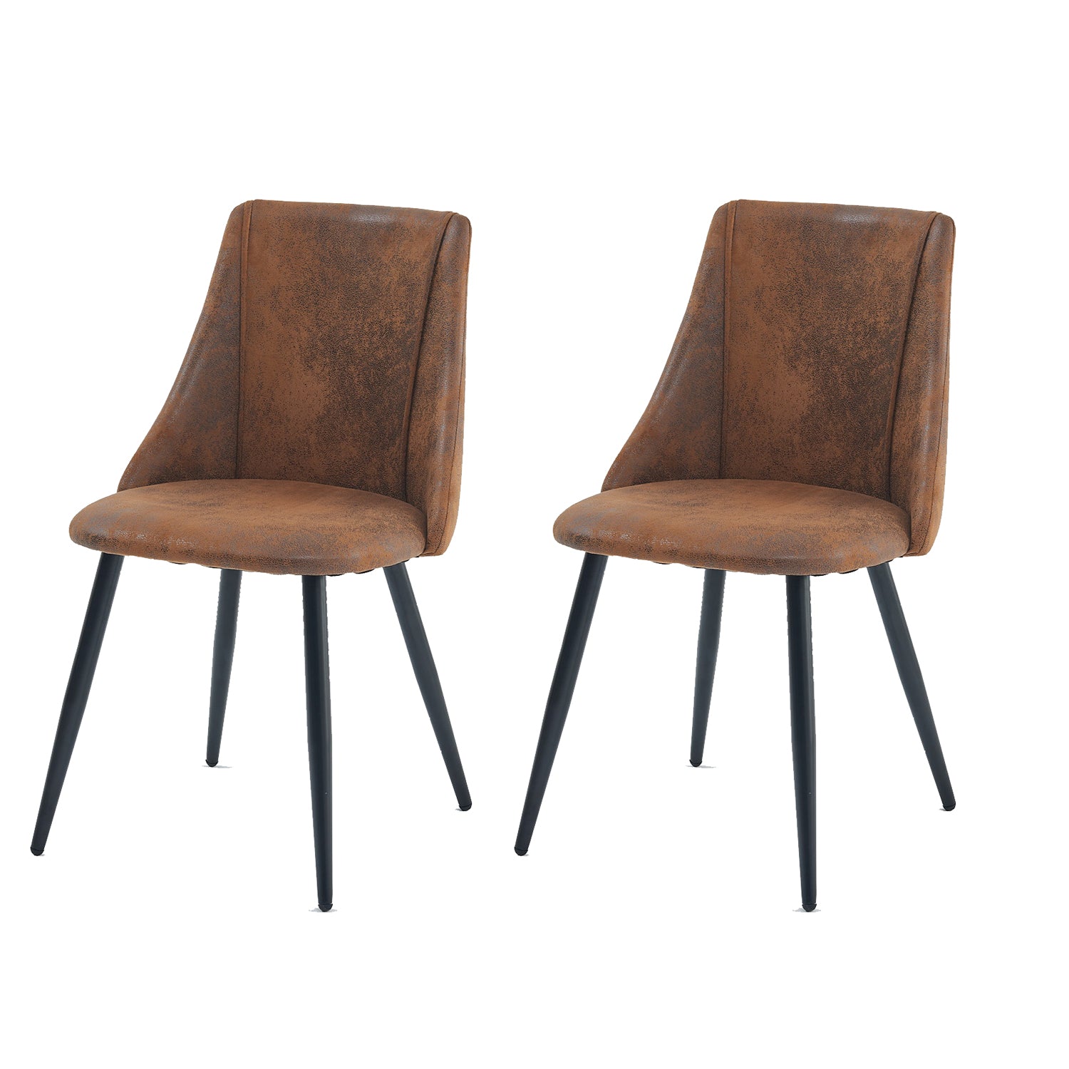 Set of 2 retro dining room chairs, industrial style, in suede fabric, black metal legs - SMEG SUEDE BROWN SY