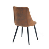 Lot de 2 chaises de salle à manger rétro, style industriel, en tissu suédine, pieds en métal noir - SMEG SUEDE BROWN SY