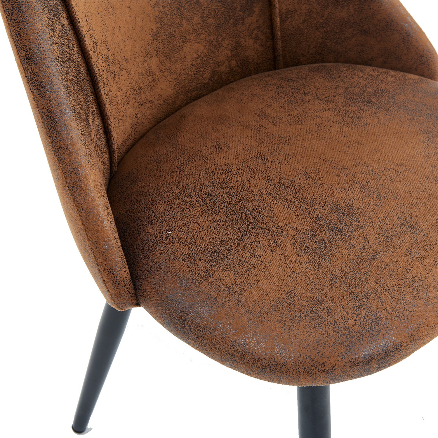 Set of 2 retro dining room chairs, industrial style, in suede fabric, black metal legs - SMEG SUEDE BROWN SY