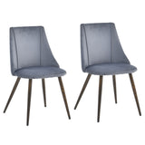 Set of 2 Scandinavian dining room chairs in gray velvet with imitation wood metal legs, SMEG TIAANIUM 32MM DARK GRAY A