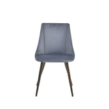 Set of 2 Scandinavian dining room chairs in gray velvet with imitation wood metal legs, SMEG TIAANIUM 32MM DARK GRAY A