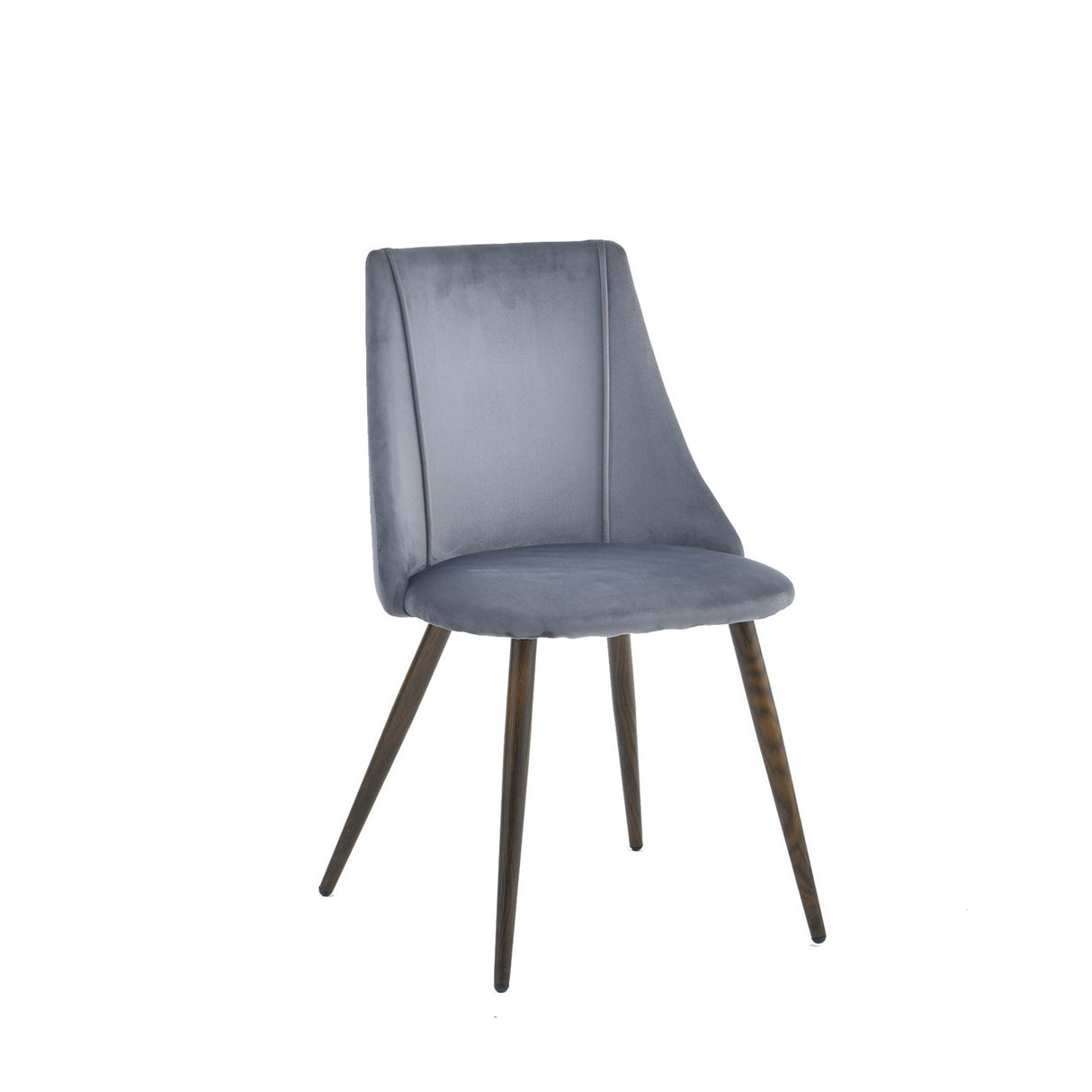 Set of 2 Scandinavian dining room chairs in gray velvet with imitation wood metal legs, SMEG TIAANIUM 32MM DARK GRAY A