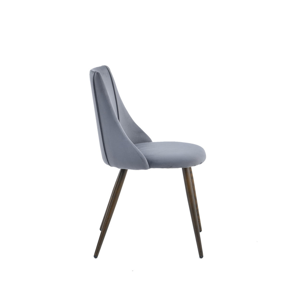 Lot de 2 chaises salle à manger scandinave en velours gris avec pieds en métal imitation bois, SMEG TIAANIUM 32MM DARK GREY A