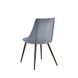 Set of 2 Scandinavian dining room chairs in gray velvet with imitation wood metal legs, SMEG TIAANIUM 32MM DARK GRAY A