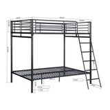 Litera de 4 plazas de metal negro con escalera 140x190cm (colchón no incluido) - TWIN DOUBLE BLACK PLUS