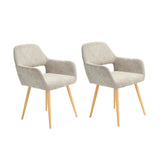 Lot de 2 chaises de salle à manger scandinaves avec accoudoirs en tissu beige - CROMWELL BEIGE